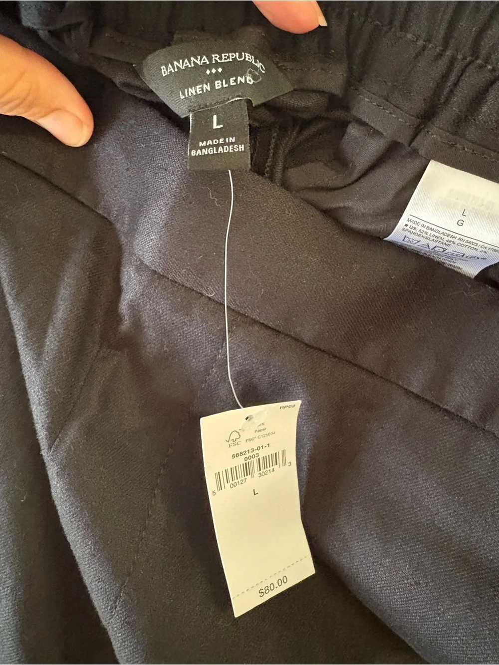 NWT Banana Republic Linen Blend Wide Leg Crop Pants Large Black